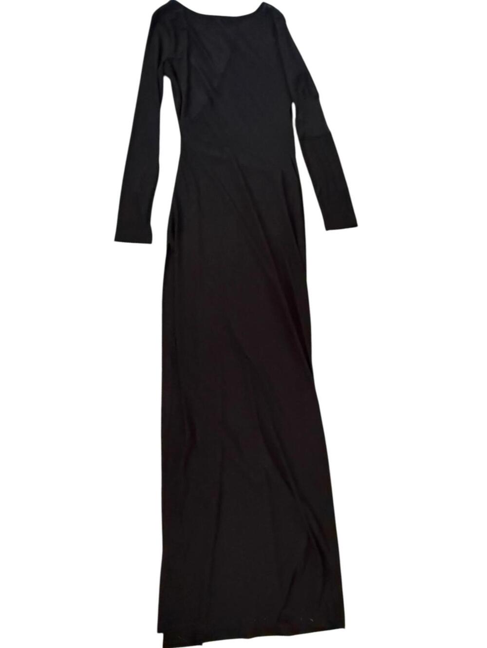 Fora Black Long Sleeve Maxi Dress with Side Slit – Size L